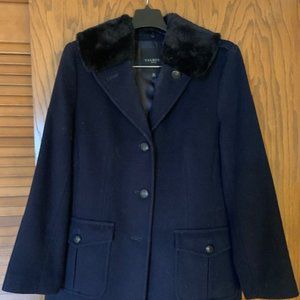 Talbots Faux Fur Collar Bouclé Wool Car Coat